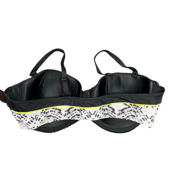 Swimsuits For All Tropiculture Bikini Top Women 22 Black Gray Abstract Underwire - Picture 4 of 9